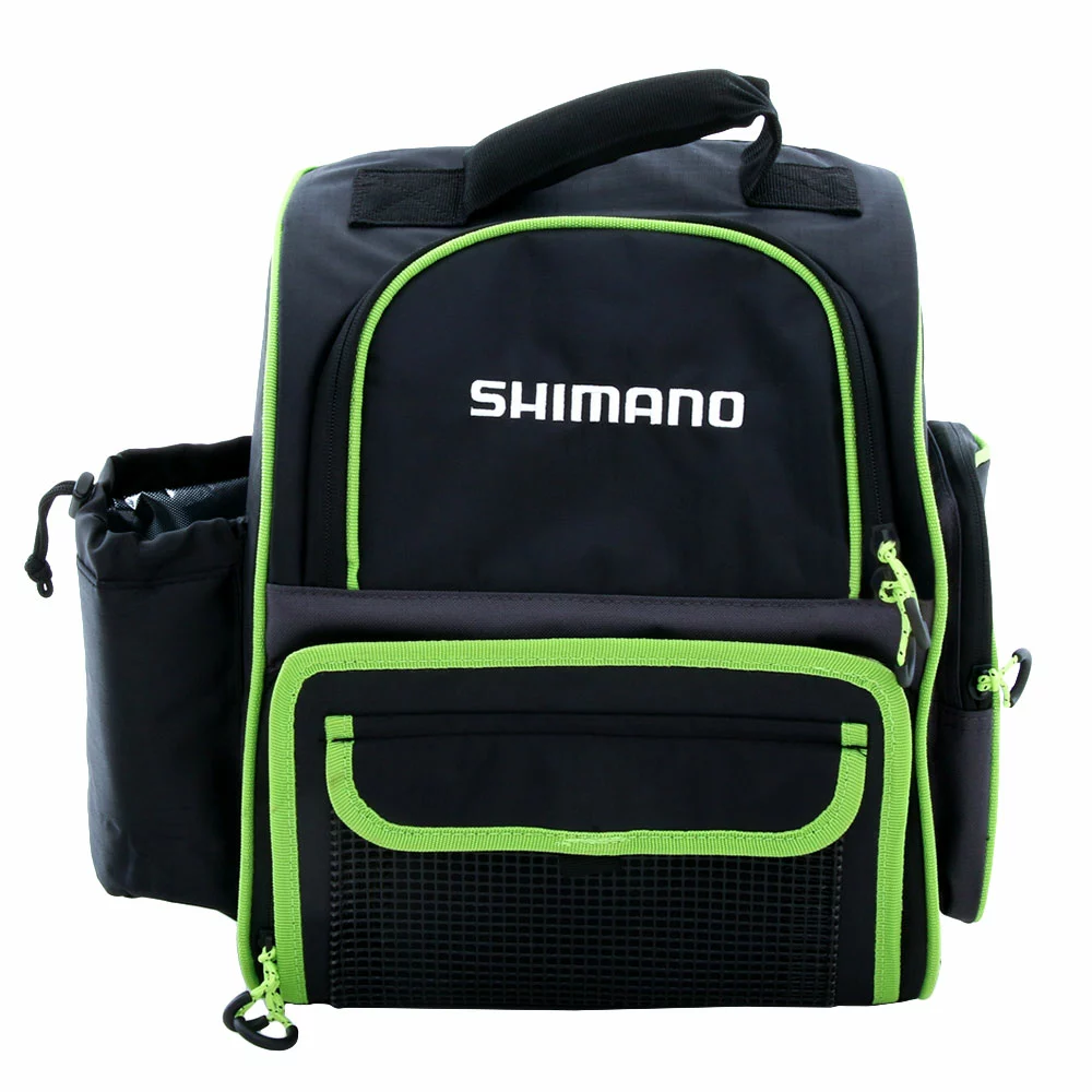 Shimano Tackle Backpack With Bottle Holder Black/Green 1 Shimano Tackle Backpack With Bottle Holder Black/Green