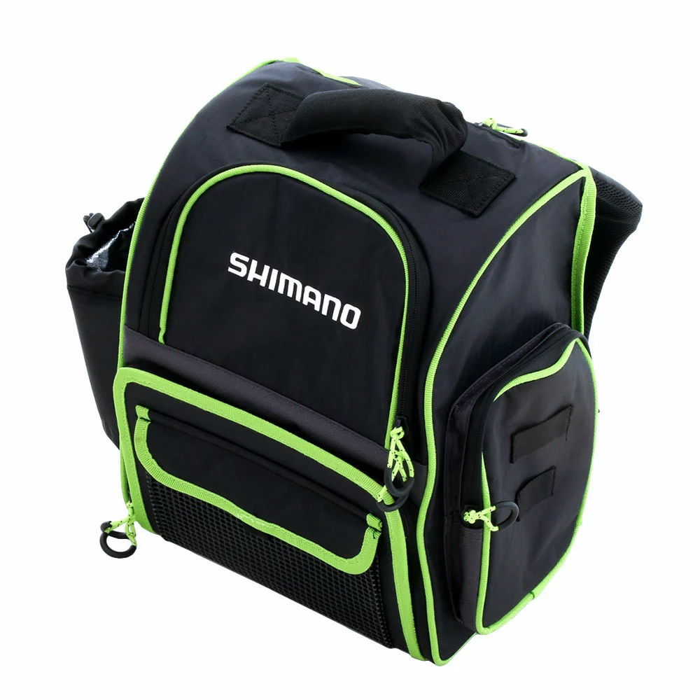 Shimano Tackle Backpack With Bottle Holder Black/Green 2 Shimano Tackle Backpack With Bottle Holder Black/Green - Image 2