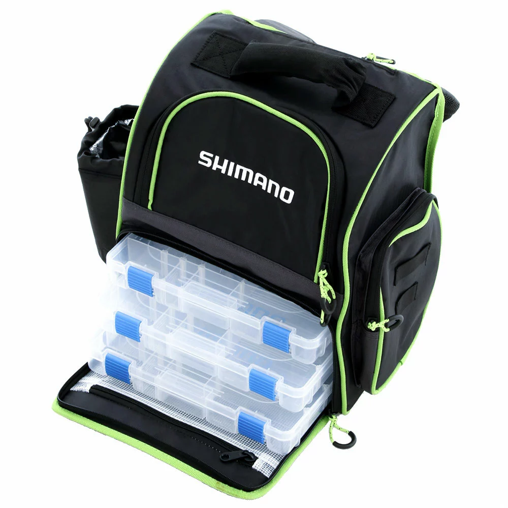 Shimano Tackle Backpack With Bottle Holder Black/Green 3 Shimano Tackle Backpack With Bottle Holder Black/Green - Image 3