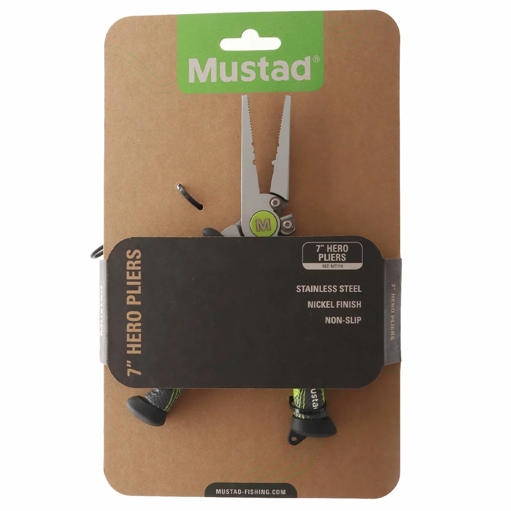 Mustad Premium Hero Fishing Pliers Green 7in 1 Mustad Premium Hero Fishing Pliers Green 7in