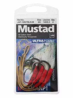 Mustad Jigging Assist Hooks With Flasher Attractant 4/0 Qty 4